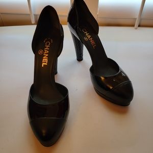 Nwot Chanel D'orsay Black Platform Pumps 40 - image 1